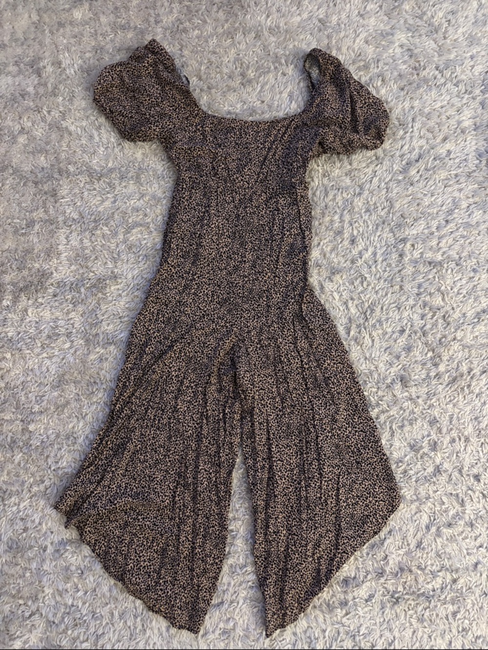 miami Brown Leopard-Print Puff-Sleeve Jumpsuit